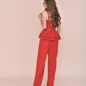 Conjunto pantalón fiesta rojo palabra de honor 2020