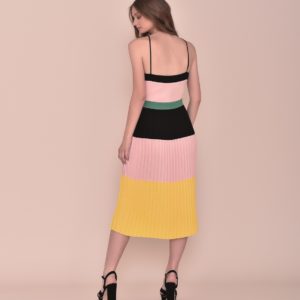 Vestido de fiesta midi tipo retro tricolor 2020