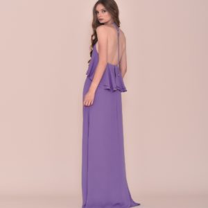 Vestido largo fiesta morado verano 2020 con espalda descubierta