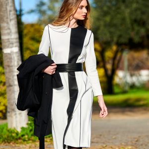 vestido con cinturón para eventos de otoño